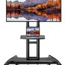 Perlegear Rolling TV Stand for 32-82 Inch TV, Mobile TV Cart up to 100lbs, Adjustable Height Outdoor TV Cart with Heavy-Duty Base, VESA 600x400mm, Portable TV Stand on Wheels for Livingroom PGTVMC05-1