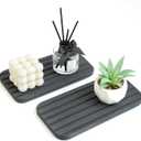 Diatomite Stone Sink Tray Drying Mat for Kitchen Sink Bathroom Counter Trays Diatomaceous Earth Dish Water Absorbing Stone Quick Dry Soap Tray Dispenser Holder Black Bathroom Decor Accessories (Dark Grey Diatomite)