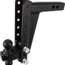BulletProof Hitches - 2.0" Adjustable Heavy Duty Trailer Hitch (22,000 lb. Rating) - 10" Drop/Rise Trailer Hitch with 2" & 2-5/16" Dual Ball - Powder Coat, Solid Steel, Corrosion-Resistant