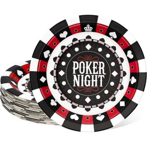 Cheerland Casino Party Decorations Paper Plates for Las Vegas Disposable Poker Casino Night Party Supplies Dessert Plate Theme Birthday Bachelor Poker Event Parties and Game Nights 7 Inch Pack of 24