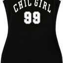 SOLY HUX Womens Bodycon Mini Dress Sleeveless Tank Dresses Jersey 90s Outfits 2000s Clothing (XX-Large, Black Letter Graphic)