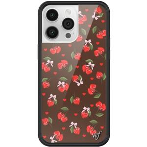 Wildflower Cases - Compatible with iPhone 14 Pro Max| Protective Black Bumper, 6.5ft Drop Test Certified, Women Owned Small Business | Brown Fruit Aesthetic Red Trendy | Chocolate Cherries