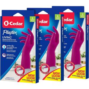 PLAYTEX Living Reusable Rubber Cleaning Gloves  Durable Household Gloves, Large, (Pack of 3)