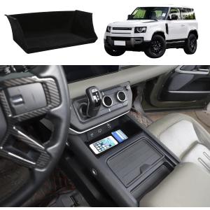 YIWANG For Land Rover Defender 90 110 2020-2022 Car Styling ABS Black Car Central Storage Box Phone Box Car Accessories (Style A +Suede-Black)