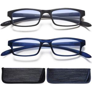 EYEURL 2-Pack Reading Glasses for Women Men Neck Hanging Blue Light Blocking Glasses With Spring Hinge Computer Readers, 0.75x