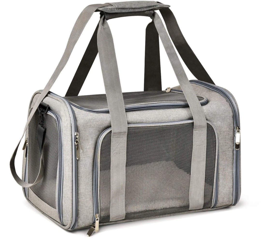 Henkelion Large Dog Cat Carriers Puppies Up To 25Lbs, Big Dog Carrier Soft Sided, Collapsible Travel Puppy Carrier - Large - Grey