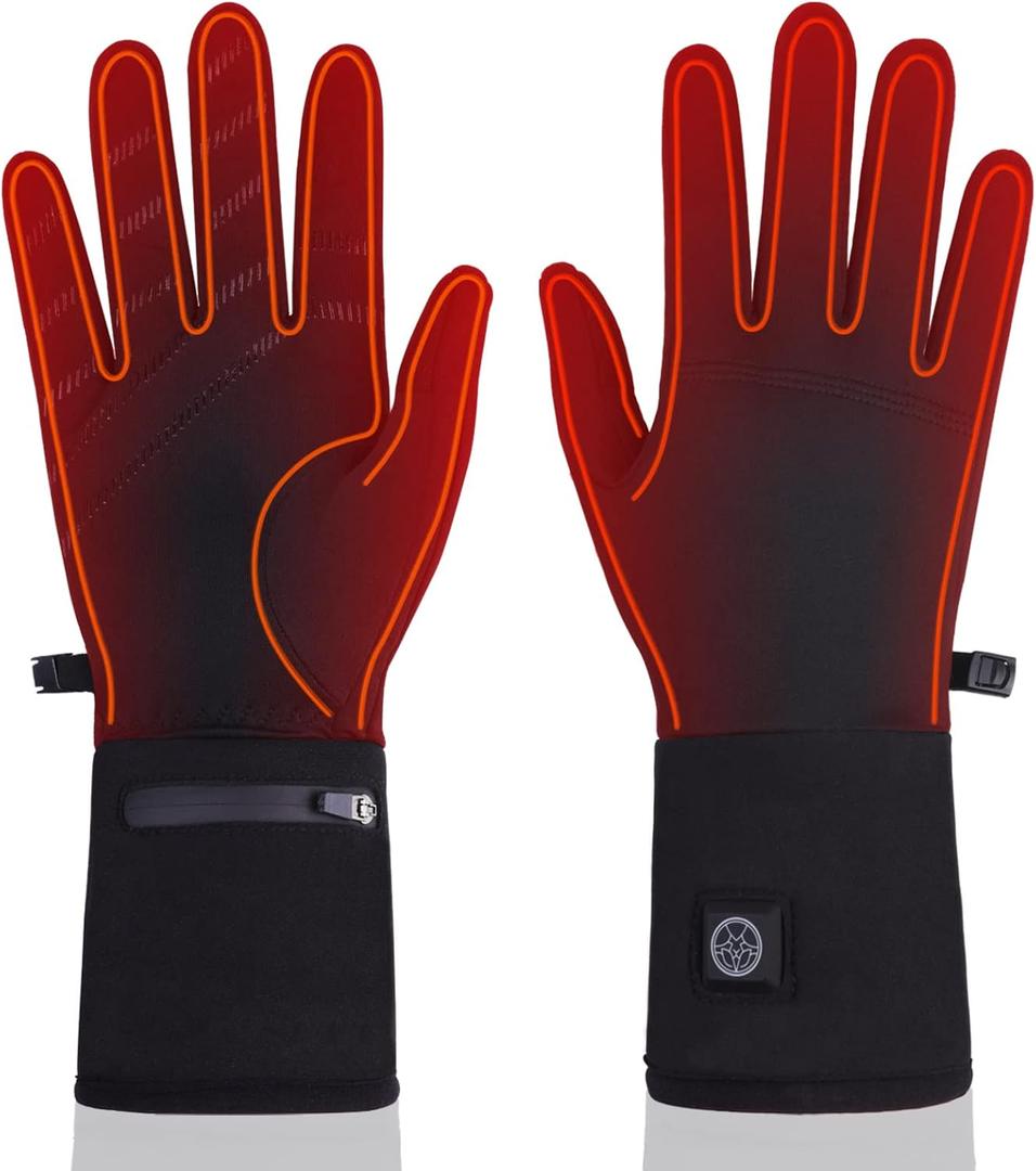 Heated Gloves Liners With Rechargeable Battery for Men Women - Electric Gloves for Winter Sports, Cycling, Ski, Snowboarding, Hiking, Motorcycle Riding (X-Small-Small)