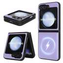 2 x SkyEagle for Samsung Galaxy Z Flip 6 5G Case,Galaxy Z Flip 6 Leather Case[Compatible with Magsafe],PU Leather + TPU Shell Ultra Thin Slim Durable Non-Slip Phone Case Protective Cover,Light Purple