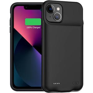 Battery Case for iPhone 13, Enhanced 7000mAh Ultra Thin Portable Protective Smart Charging Case Support Carplay Compatible with iPhone 13 (6.1 inch) Rechargeable Extended Battery Charger Case (Black)