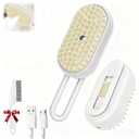 2025- New cat steam brush, 4-in-1 cat steam brush, for massaging and cleaning fallen pet hair, suitable for cats, dogs, rabbits and other pets (khaki + white) -2 pieces (white)