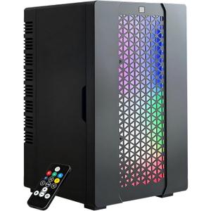 Mini Fridge, iceBlue 24 Display Modes Adjustable LED Light Gaming Mini Fridge, 10 Liter /4 Bottles Wine Fridge, Wine Cooler, Skincare Fridge with Remote Control for Bedroom, Office, Dorm, Gift (Black)
