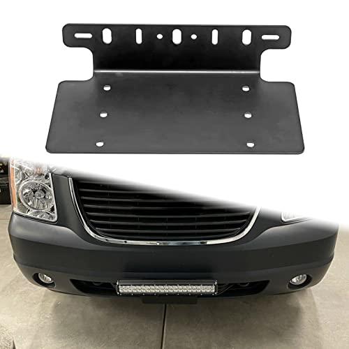 DaSen Compatible with 3” 6" 7" 12" 17" 20" LED Light Bar American Standard 6x12 In Front License Plate Mounting Bracket Compatible with Truck SUV 4X4 4WD Off-Road