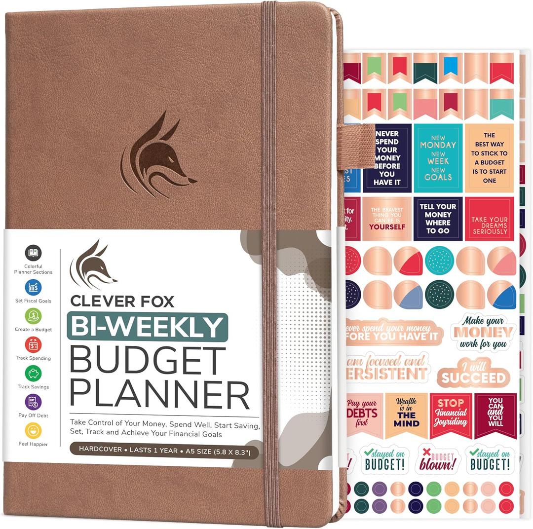 Clever Fox Bi Weekly Budget Planner  Undated Financial Organizer Book  Expense Tracker, Budgeting & Bill Notebook, A5 (Dark Terracotta)