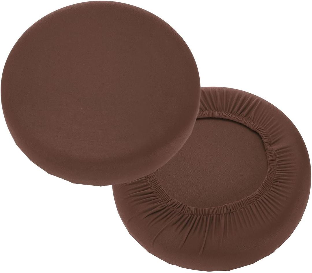 uxcell 2 Pack Stool Covers Round, 11-14 Inch Bar Stool Covers Washable Dustproof Slipcover Seat Cushion with Elastic for Bar Kitchen Living Room Decor, Dark Brown