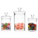 MyGift Glass Apothecary Jar Set with Clear Lid - Decorative Kitchen and Bath Storage Canisters, Wedding Centerpiece Jars, Candy Buffet with Lids