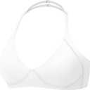 YEOREO Women Halter Sports Bra Light Support V Neck Padded Strappy Open Back Workout Gym Tops (Medium, White)