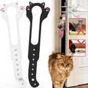 Cat Door Latch Holder,8 Adjustable Sizes Stronger Flex Cat Door Stopper, Keep Door Open 1.5" to 8", Let's Cats in and Keeps Dogs Out of Litter & Food, No Tool Required & No Wall Damage (1*white+1*black)