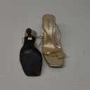 Carcuume Women's Square Toe Heeled Sandals Strappy Kitten Heels (6, Gold Pu)