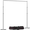 10x 8.6ft Pipe and Drap Backdrop Stand Kit ,Heavy Duty Adjustable Frame Backdrop Stand With Flat Base,Carry Bag for Event, Birthday Party, displays and Wedding Decoration.