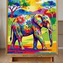 Paint by Numbers for Adults - Vibrant Pop Art Animals - Colorful DIY Acrylic Painting Kits - Psychedelic Lion, Hipster Cat, Boho Elephant & Sea Turtle - Modern Abstract Wall Decor - 16"x20" (Elephant)