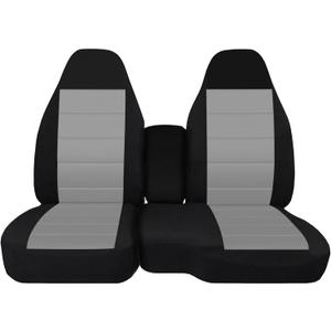 ESMING 60/40 Front Split Bench Seat Covers Fit for Chevy Colorado GMC Canyon 2004 2005 2006 2007 2008 2009 2010 2011 2012 with Console Armrest Truck Seat Cover-Light Gray