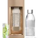 New Mysoda Glassy Design Sparkling Water Maker With 1L Glass & Plastic bottle - Silent Nordic Design Soda Maker Featuring A Sliding Door Opening - No Cylinder Included - Colour Latte