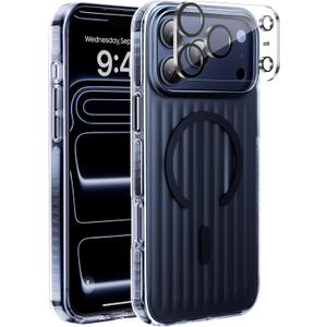 Strong Magnetic for iPhone 17 Pro Max case,1XLens Protector[10Ft Military-Grade Protection] Compatible with fit MagSafe Shockproof Slim Thin Cover case for iPhone 17 Pro Max 6.9 inch, Deep Blue Metal