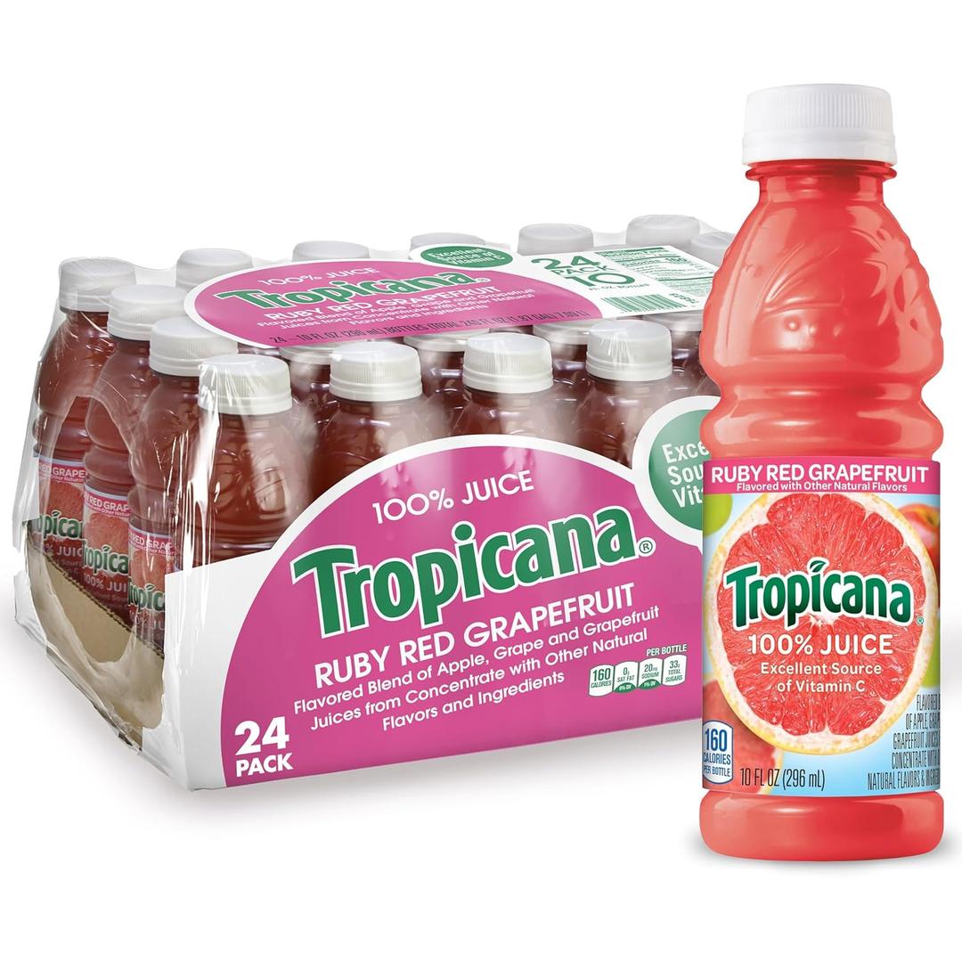 Tropicana Ruby Red Grapefruit Juice, 10 Ounce (Pack of 24) BBD 10/15/2026