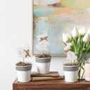 3 Pcs Easter Table Centerpiece Decor Artificial Potted Plants Bunny Tabletop Decorations Farmhouse Easter Rabbit Decorations Fake Plant with Pot for Spring Party Fireplace Decor