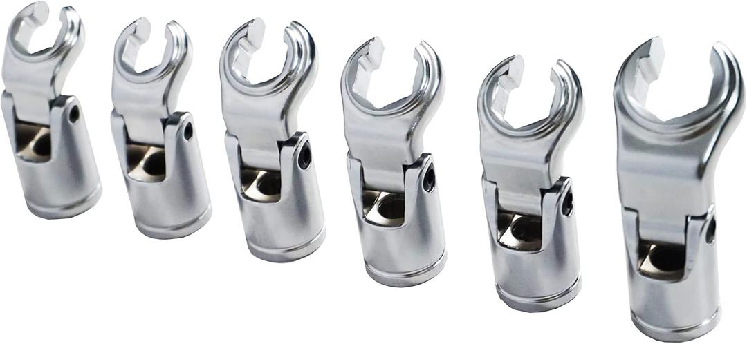 4LIFETIMELINES 3/8" Drive Crow's Feet Adjustable Flare Nut Sockets, 6 Piece SAE Set - 3/8", 7/16", 1/2", 9/16", 5/8", 3/4"