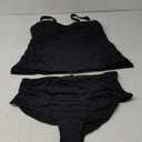 Aqua Eve Women Two Piece Plus Size Tankini Strapless Bathing Suits Bandeau Swimsuits with High Waisted Bottom (Black)