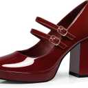 CELLENZ Women Mary Jane Shoes: Comfortable Closed Toe Chunky Heels, Dress Platform Pumps Prom Graduation Formal Wedding Shoes Black/Red/White/Nude, Size 6