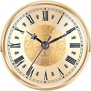 Hicarer 4.3 Inch/ 110 mm Quartz Clock Insert, Gold Trim, Roman Numeral, Quartz Movement