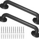 Metal Industrial Stairs Grab Wall Handrail Staircase Steps Indoor Exterior Outdoor Deck Hand Rail Safety Grab Bar Handle for Stairs Bars Wall Elderly Grab Frame Pipe (24 Inch 2 Pack)