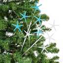 Pinkunn 6 Pcs Blue White Coastal Christmas Tree Ornaments 15.74 Inch Starfish Christmas Picks and Spray Beach Artificial Tree Toppers Ocean Branches Twigs Filler for Xmas Vase Crafts Decor