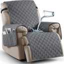 Ruaozz 100% Waterproof Recliner Chair Covers, Non-Slip Reclining Covers for Recliner Chair Washable Chair Cover, Recliner Covers with Pockets for Kids, Dogs, Pets (Dark Grey, 28'')
