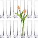 Glass Cylinder Bud Vases for Centerpieces, Set of 12 Clear Small vases,Handmade Slim Flower Vases Wedding Table Decor for Single Rose vases Bulk, Home Aesthetic Desk Decor, Party Decorations,7.5