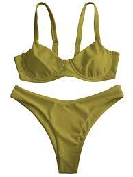 ZAFUL Underwire High Leg Ribbed Bikini Swimsuit Two Pieces Set L