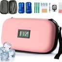 24-Hour Insulin Cooler Travel Case TSA Approved Medication Diabetic Cooler for Daily Life Trip with Thermometer Temperature Display Refrigerated Medicine Organizer Bag Includes 2 Ice Packs(Pink)