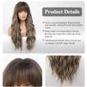 HAIRCUBE Brown with Blonde Highlight Wig Long Curly Wig with Bangs Brown wig Natural Appearance Heat-Resistant Synthetic Wig Suitable for Fashionable Women