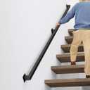 6FT Stair Railings Indoor, Black Iron Railings for Stairs, Industrial Handrail Wall Mounted, Hand Railing for Stairs Indoor 500lbs Load Capacity, Sturdy Stair Railing for Loft Porch Deck, 2 Sections