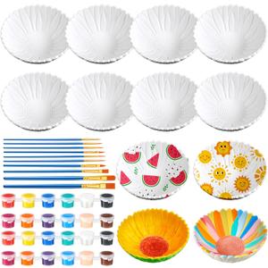 Trandraft 12 Set Paint Your Own Ceramic Sunflower Bowl Keepsake DIY Ceramics to Paint Paintable Ceramic Bowl Unpainted Ceramic Bisque Painting for Adult Craft Projects