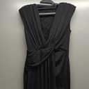 Memoriesea Women's Elegant Sleeveless Deep V Neck Bodycon Party Evening Gown Maxi Dress (Large, Black)