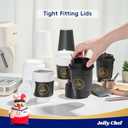 JOLLY CHEF 100 Pack 12 oz Disposable Coffee Cups Hot Beverage Paper Coffee Cups with Lids, Sleeves and Stirrers (Black and White)