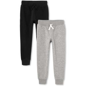The Children'S Place Boys Active Fleece Jogger Sweatpants (Large, Black/Heather Gray 2-pack)