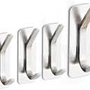 Adhesive Towel Hooks 4 Pack Stainless Steel Robe Coat Hooks for Hanging Versatile Wall Hooks for Bathroom, Kitchen, Office, School Silver Shower Sticky Hook Hanger