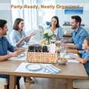 Wicker Party Silverware Caddy, Water Hyacinth Plastic Cutlery Utensil Holder, Hand Woven with Handles, Kitchen Countertop and Picnic flatware Organizer (5 compartments)