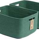 Large Storage Baskets for Shelves, Closet Organizers Bins for Clothes Blanket Towels, Baby Nursery, Toy Baskets Box, Woven Rope Baskets, 17 x 13 x 7.5, 2 Packs Green