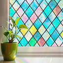 Linarun Stained Glass Window Film Rainbow Window Privacy Film 3D Decorative Static Cling Door Glass Decals Non Adhesive Removable for Home Office 90x400cm