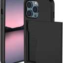 Compatible with iPhone 13 Pro case with Card Holder, Silicone Card Slot case, Soft, Shockproof, Credit Card Protective Cover for iPhone 13 Pro Black